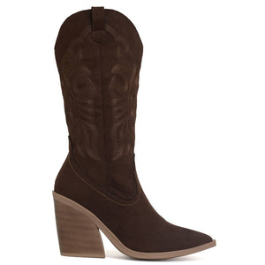 6966 BOTA VAQUERA BORDADA MARRON