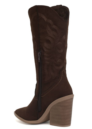 6966 BOTA VAQUERA BORDADA MARRON