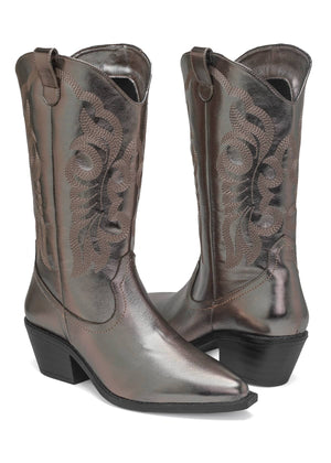 7989 BOTA TACON BAJO COLOR ACERO