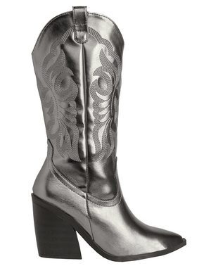 6966 BOTA ALTA BORDADA COLOR ACERO