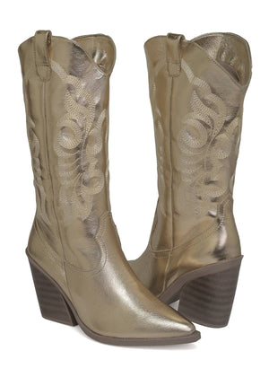 6966 BOTA BORDADA COLOR ORO