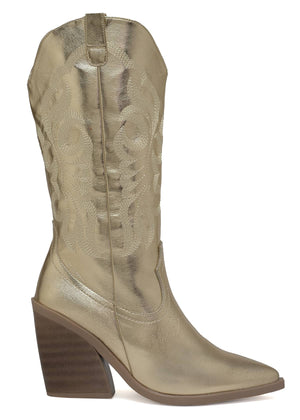 6966 BOTA BORDADA COLOR ORO