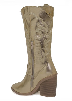 6966 BOTA BORDADA COLOR ORO